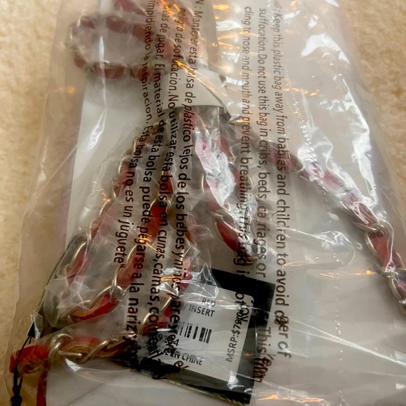 Badgley Mischka Red Quilted Crossbody Bag with Chain Strap • NIB - Picture 6 of 8